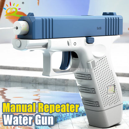 HUIQIBAO Manual Water Gun Portable Summer Beach Outdoor Play Pistol Fight Powerful Weapon Toys for Children Boys Kids Adult Game