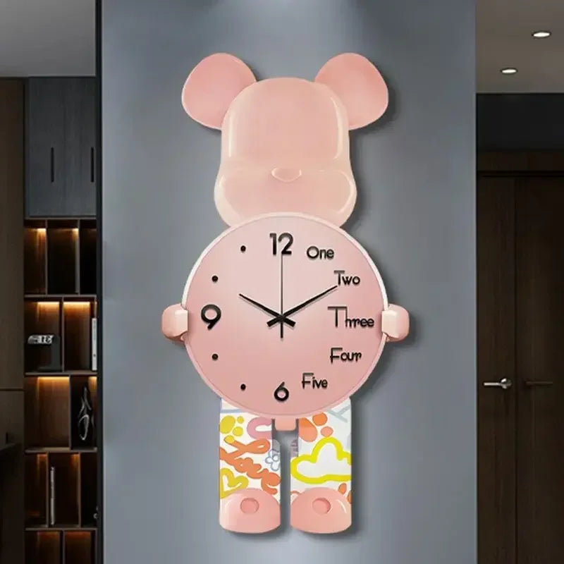 Aesthetic Bear Wall Clock Creative Silent Violent Bear Wall Interior Clock Fashion Wall-clock Luxury Living Room Decoration Gift