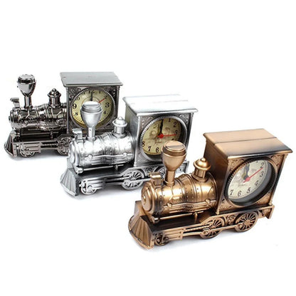 Fashion Personality Lastic Model Clock Retro Nostalgic Locomotive Alarm Clock Decoration Creative Home Gift Alarm Clock