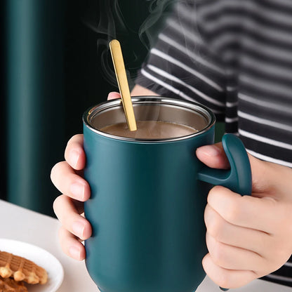 Tasse à café de grande capacité de 500 ml : acier inoxydable 304 avec couvercle, cadeau idéal pour la cuisine, parfaite pour le thé, le café et le lait