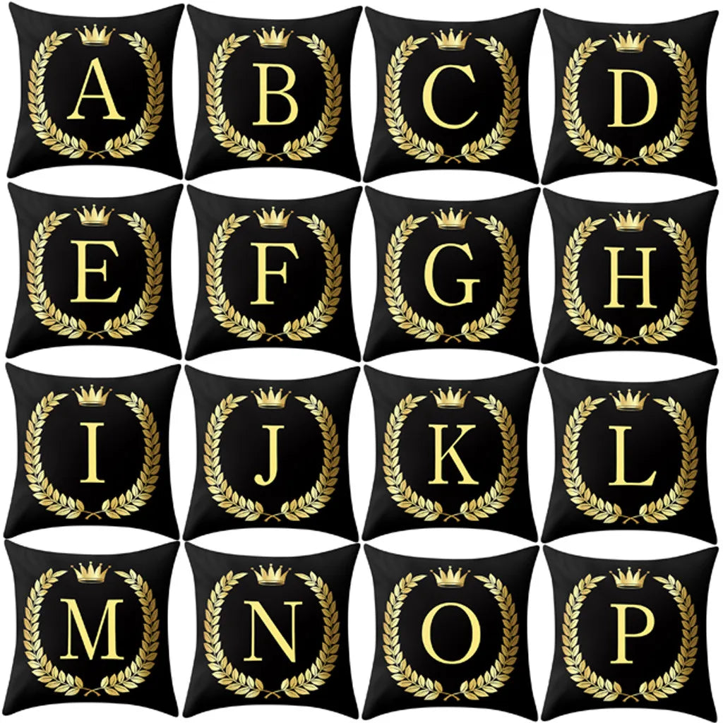 New Pillow Cover Black And Gold Letter Pillowcase Sofa Cushion Cover Home Decoration Sofa Chair Pillowcase Throw Pillows