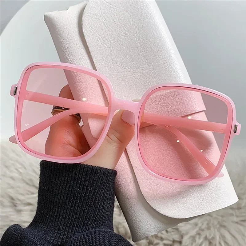 Retro Big Square Frame Sunglasses Woman Vintage Gradient Sun Glasses Female Clear Lens Black White Summer Oculos De Sol Glasses