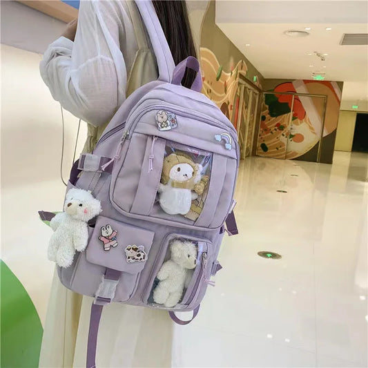 Kawaii Women Backpack Waterproof School Bag for Teenager Girl Student Bookbag Cute Female Outdoor Travel Bagpack Laptop Rucksack