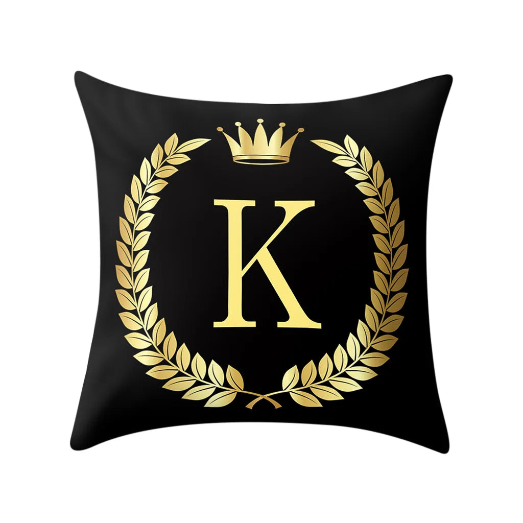 New Pillow Cover Black And Gold Letter Pillowcase Sofa Cushion Cover Home Decoration Sofa Chair Pillowcase Throw Pillows