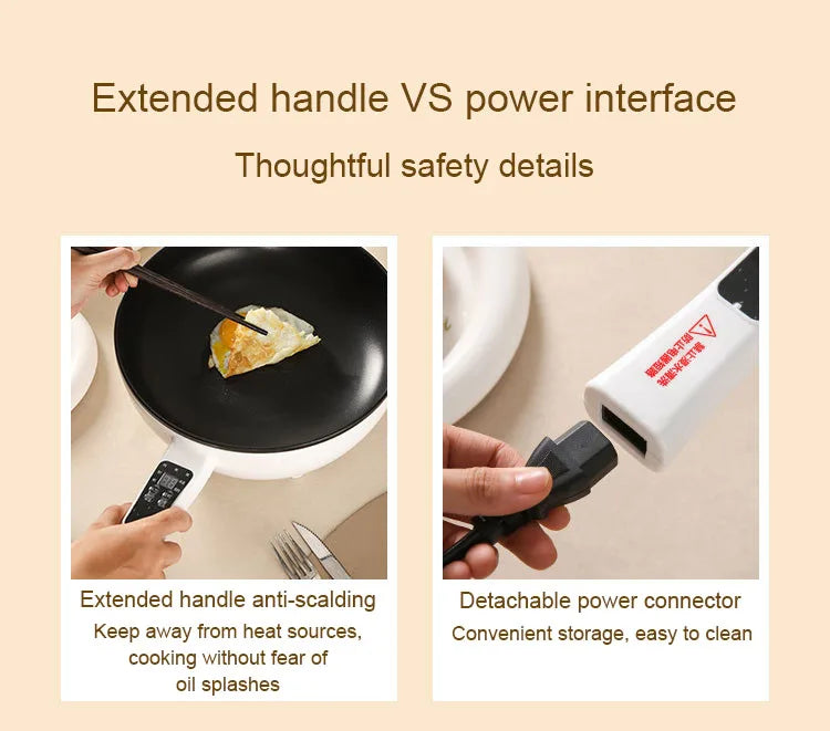 DMWD 3L Multi-function Electric Stir-fry Meal Wok Non-Stick Frying Pan Food Steamer Smart Smoke-free Hot Pot Stew Cooking Heater