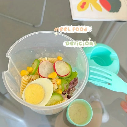 1L Portable Salad Cup Healthy Meal Shaker Lunch Box Kids Breakfast Salad Bowl with Fork Food Storage Yogurt Oatmeal Milk Cups