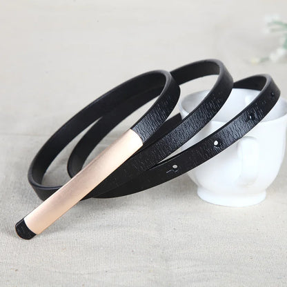 New Thin Dress Decorative Belt Women's Leather Alloy Smooth Buckle Thin belts for women luxury designer brand