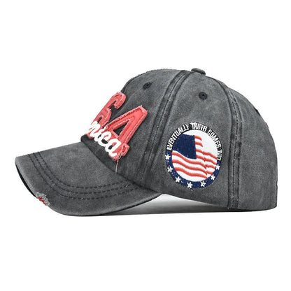 1964 America Embroidery Label Distressed Baseball Caps With Patch Denim Style Strapback Trucker Cap Outdoor Sport Peaked Hat