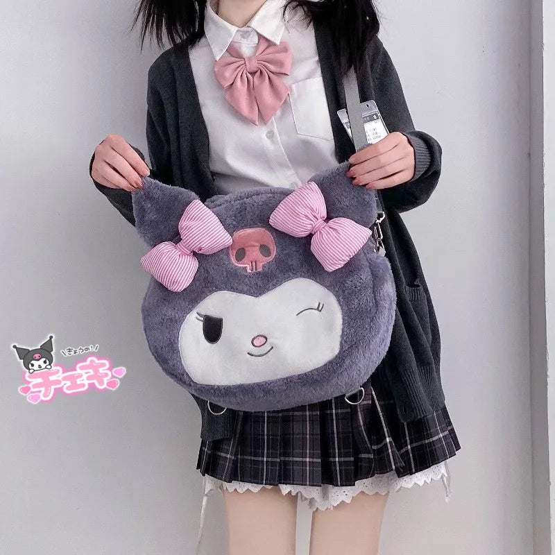 MBTI Japanese Style Womens Shoulder Bag Plush Kuromi Cute Student Jk Lolita Backpack Large Capacity 2024 Designer Daily Tote Bag