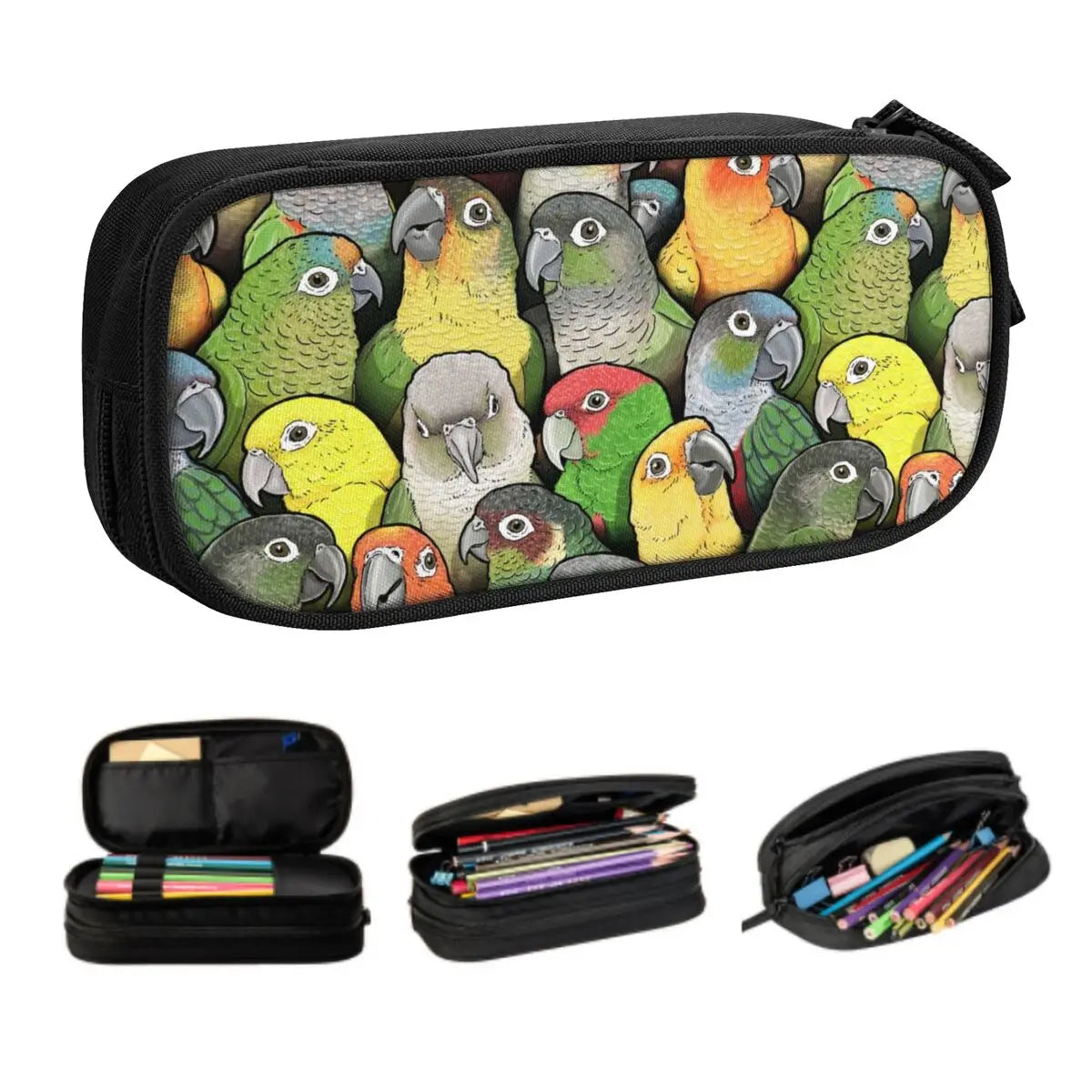 Colour Of Conure Birds Customized Kawaii Pencil Cases Boys Gilrs Big Capacity Cute Parrot Pencil Pouch Students Stationery