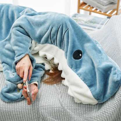 Cartoon Shark Sleeping Bag Pajamas Office Nap Shark Blanket Karakal High Quality Fabric Mermaid Shawl Blanket For Christmas Gift