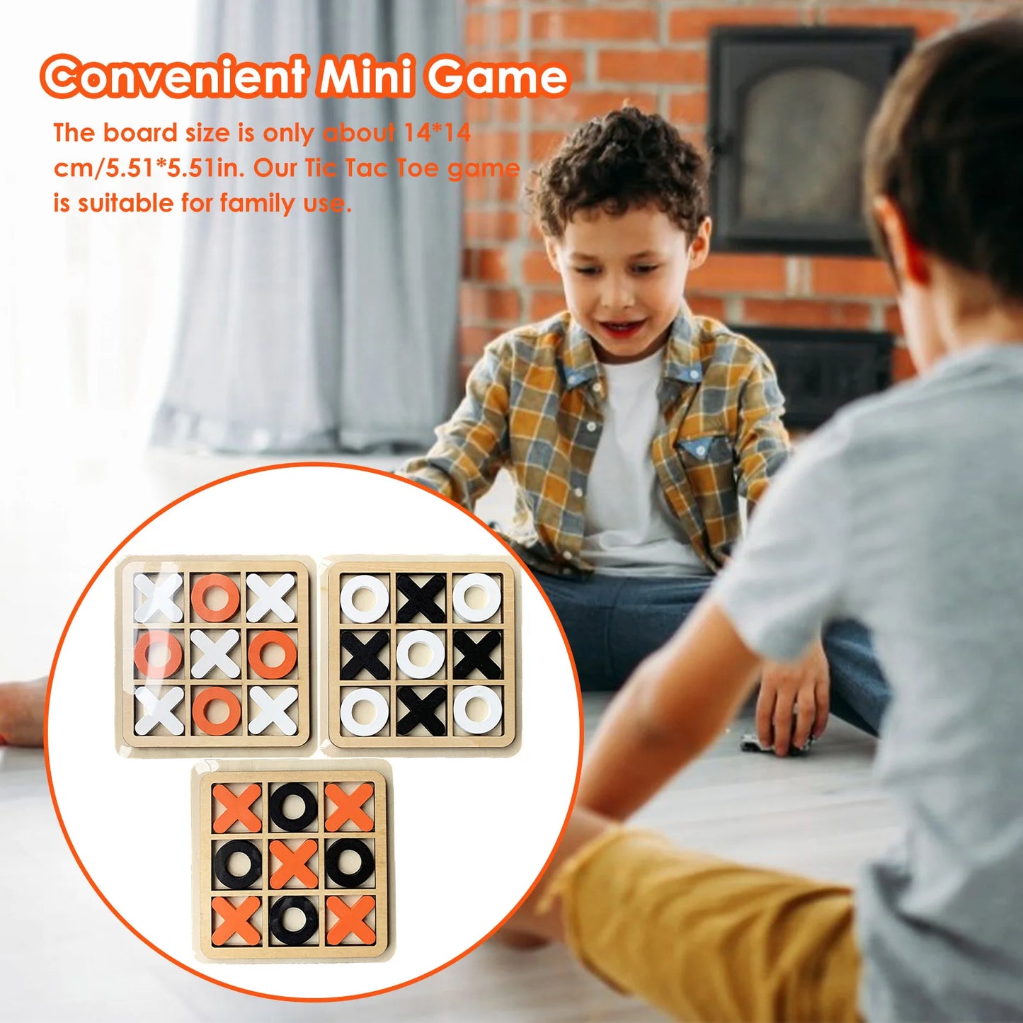 Camping Tic-Tac-Toe Game Mini Tabletop Wooden Board Game Competitive X O Blocks For Coffee Table Decor Party Games Kids Gift