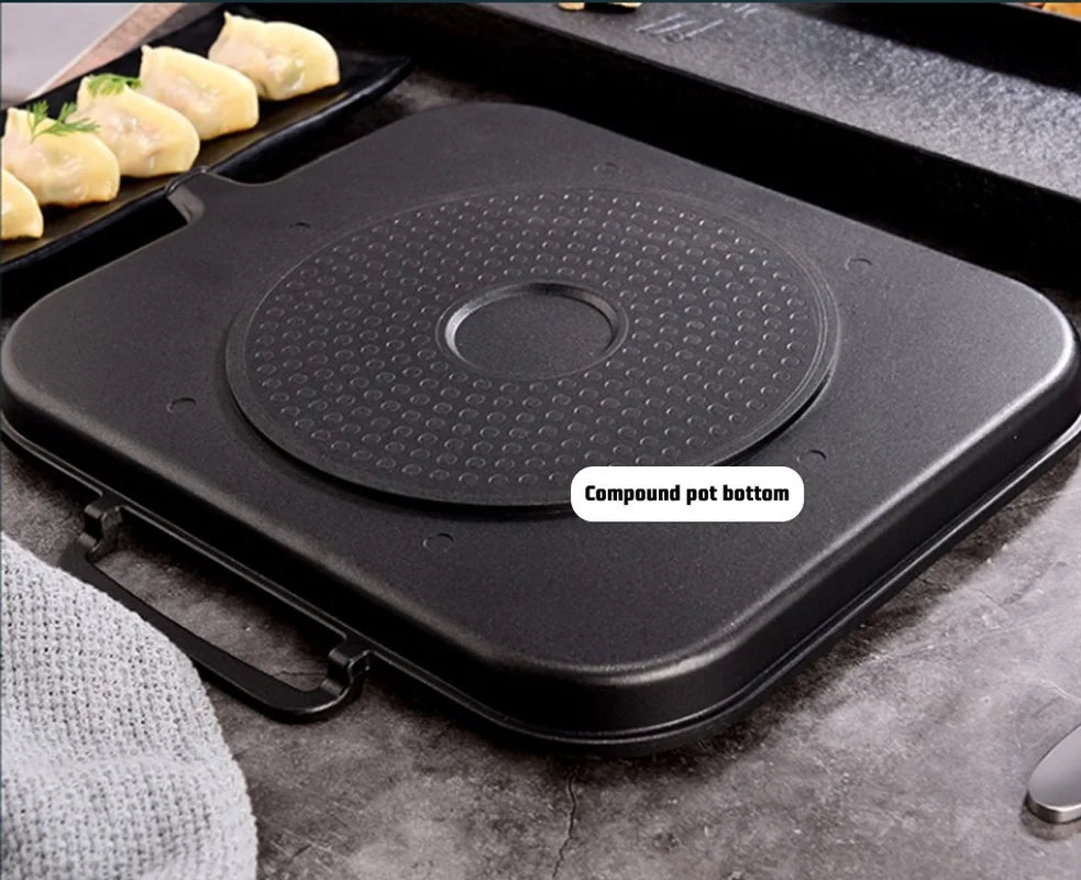 Aluminum Frying Pan Non-stick Barbecue Frying Pan Korean BBQ Tray Square Barbecue Grill Tray Kitchen Cooking Cookware