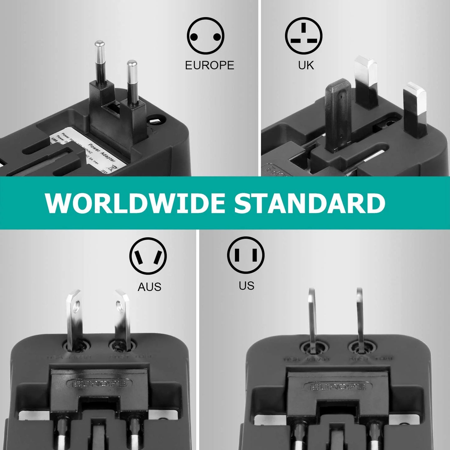 Hot Sale Travel Adapter with Dual USB Port Universal Adaptor UK to EU Plug