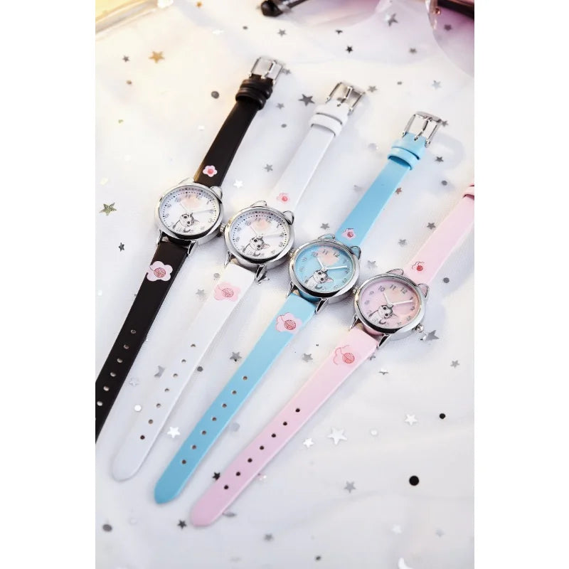 Cute Cheese Cat Pattern Women Watch Quartz Analog Ladies Watches Kids Girls Student Clock Gift Fashion Belt Boy Watch