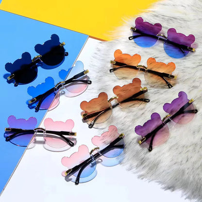 Hot Sale!Children Cute Cartoon Bear Shape Sunglasses Boy Girls Summer Anti-UV UV400 Rimless Sun Glasses Kids Outdoor Sun Glasses