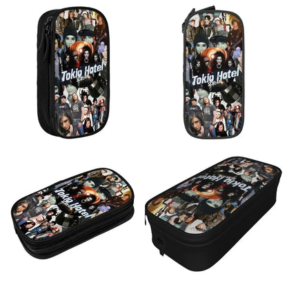 Tokio Hotel Collage Pencil Cases German Rock Pencilcases Pen Holder for Student Big Capacity Bags School Supplies Stationery