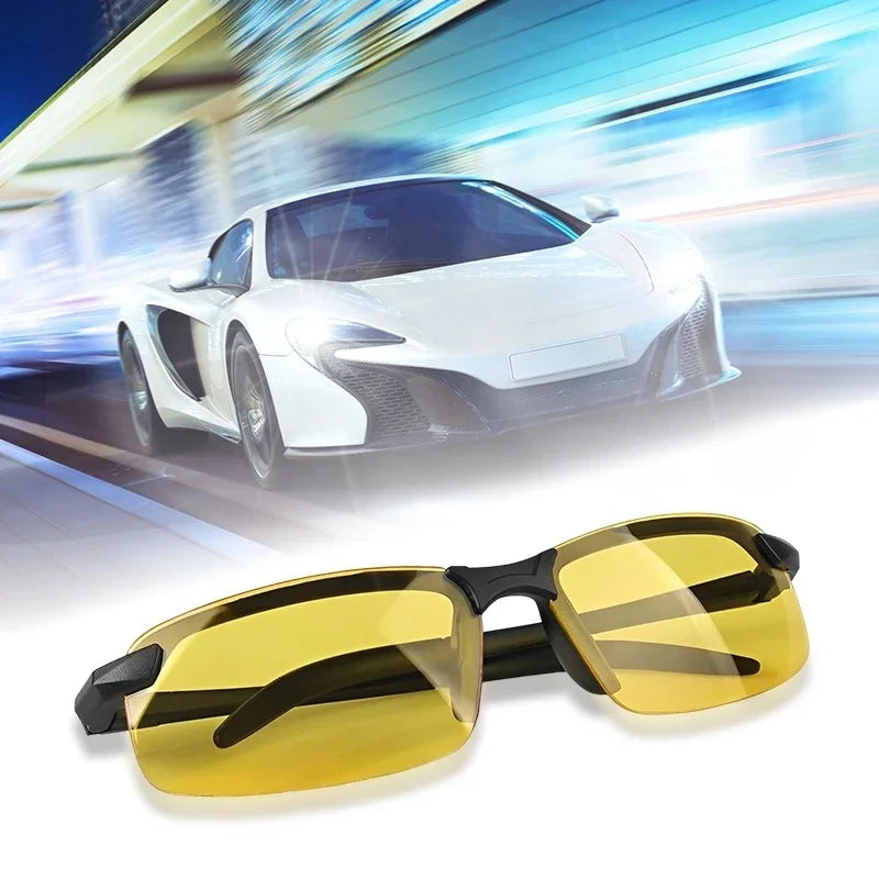 FG Men Night Vision Glasses for Driving Yellow Glasses PC Frame Sunglasses Outdoor Glasses To Handle At Night Anti Glare Gafas