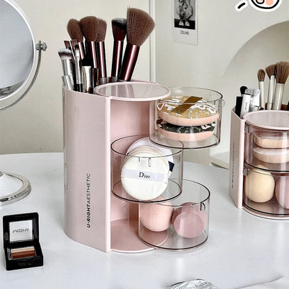 Rotating Powder Puff Storage Box Dust-proof Desktop Beauty Egg Air Cushion Rack Multi-layer Lipstick Makeup Brush Storage Rack