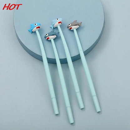 1PCS Random Color 0.5mm Creative Cartoon Shark Silicone Gel Pen Student Signature Creative Stationery School Supplies