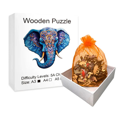 Puzzle Wooden Elephant Creative Gift Wrap Adult Children Difficult Decompression Animal Irregular Puzzle Toy