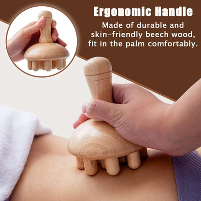 Mushroom Shape Massager | Manual Wood Therapy Massage Tool for Body Shaping, Colombian Maderoterapia,Lymphatic Drainage Massager