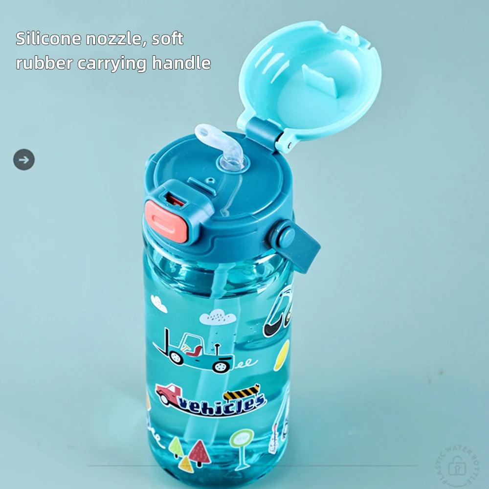 550ML Children Cartoon Plastic Cup With Straw Anti-falling Kids Water Bottle Children's Cup Portable Drinking Bottle Drinkware