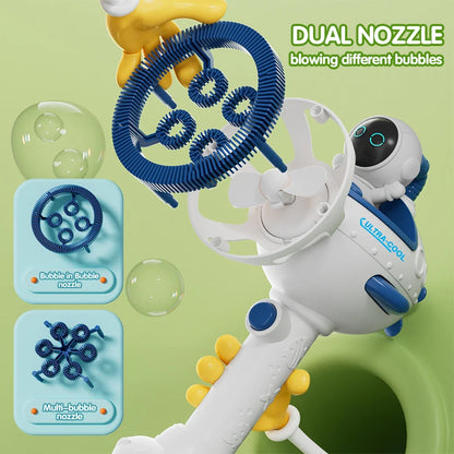 Astronaut Bubble In Bubble Gun Automatic Electric Soap Bubbles Maker Blowing Machine Summer Outdoor Park Play Toy Games for Kids