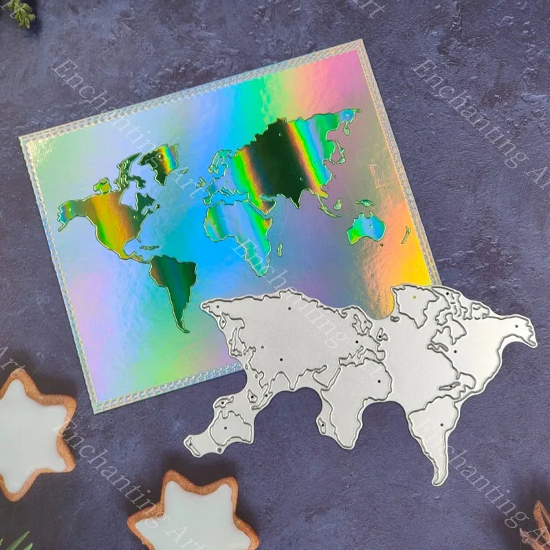 World Map Metal Cutting Dies 2023 New Stencils for Scrapbooking/Photo Album Decorative Embossing DIY Paper Cards