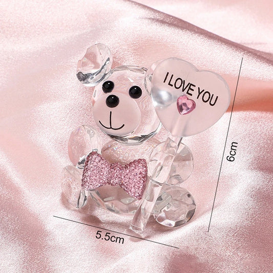 Valentines Day Gift I Love You Crystal Bear Artificial Rose Flowers Teacher Mothers Day Wedding Birthday Party Gifts for guests