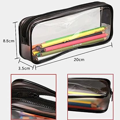 Kawaii Transparent Pencil Case Large Capacity Waterproof Pen Box for Girls Cosmetic Bag Stationery Office School Supplies