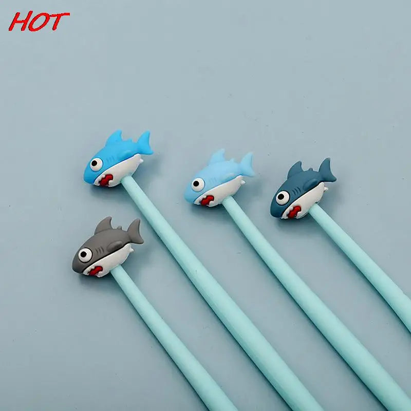 1PCS Random Color 0.5mm Creative Cartoon Shark Silicone Gel Pen Student Signature Creative Stationery School Supplies