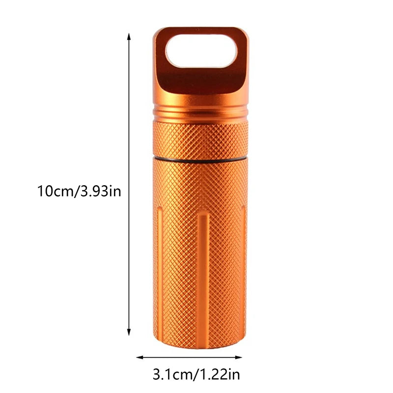 Aluminum Alloy Airtight Pill Container Bottle Portable Outdoor EDC Single Chamber Capsule Holder Waterproof Medicine Case Box