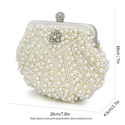 2023 New Shell Pearl Rhinestone Dinner Bride Dress Bag Banquet Diagonal Small Bag Cocktail Party Handbag Evening Clutch Purse