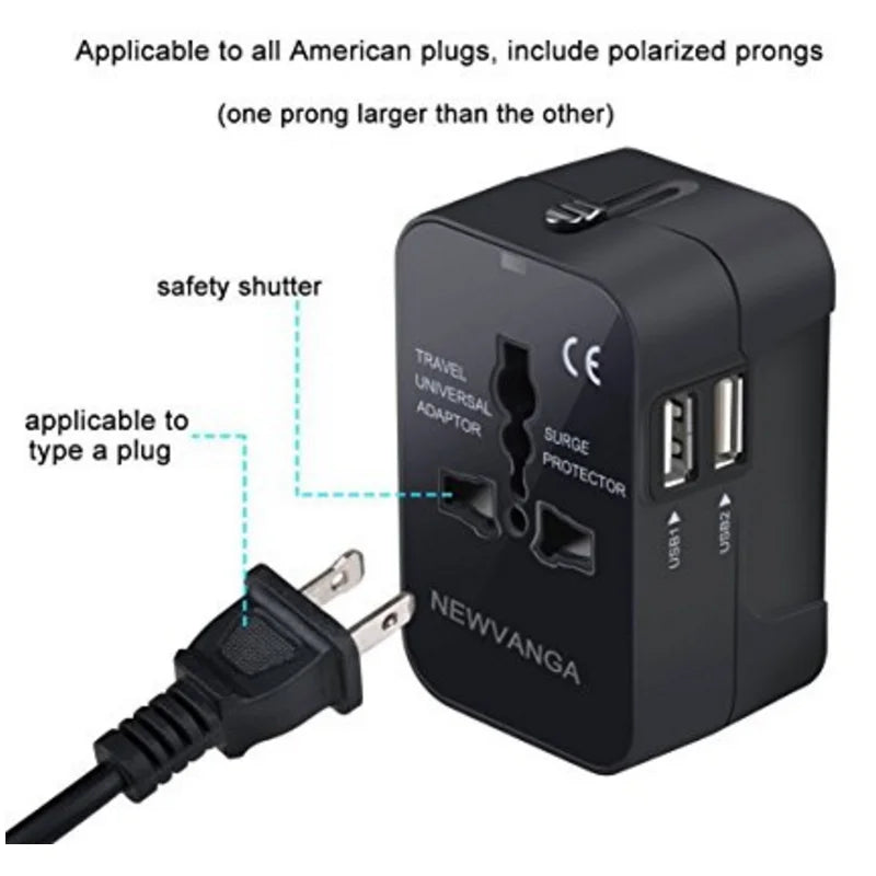 Hot Sale Travel Adapter with Dual USB Port Universal Adaptor UK to EU Plug