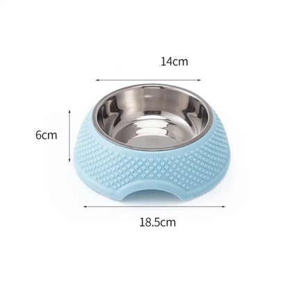 Dog Feeding Bowl Pet Tableware Drinking Dish Stainless Steel Sealed Dog Bowl Pink Green Blue Cat Bowls With Heart-Shaped Pattern