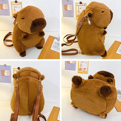 Capybara Capybara Plush Backpack Simple Animals Plush Doll Bag Students School Bag Cartoon Knapsack Cartoon Backpack Girls