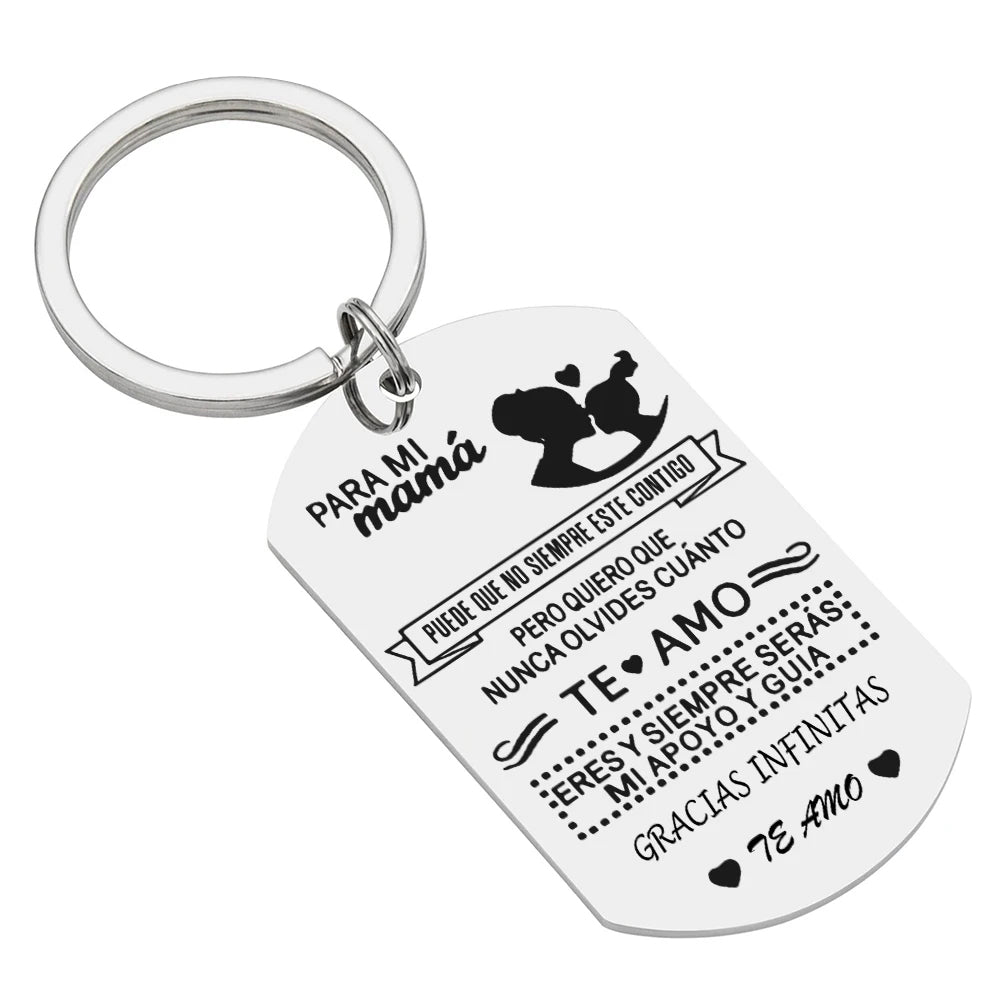 Spanish Mothers Day Gifts Keychain for Mamá GRACIAS INFINITAS TE AMO Charms Family Jewelry Pendant Necklace From Daughter Son