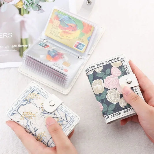 Multi-cards Bit Large Capacity Card Bags for Women Flower Cartoon ID Bus Bank Credit Cards Organizer Holder School Assessories