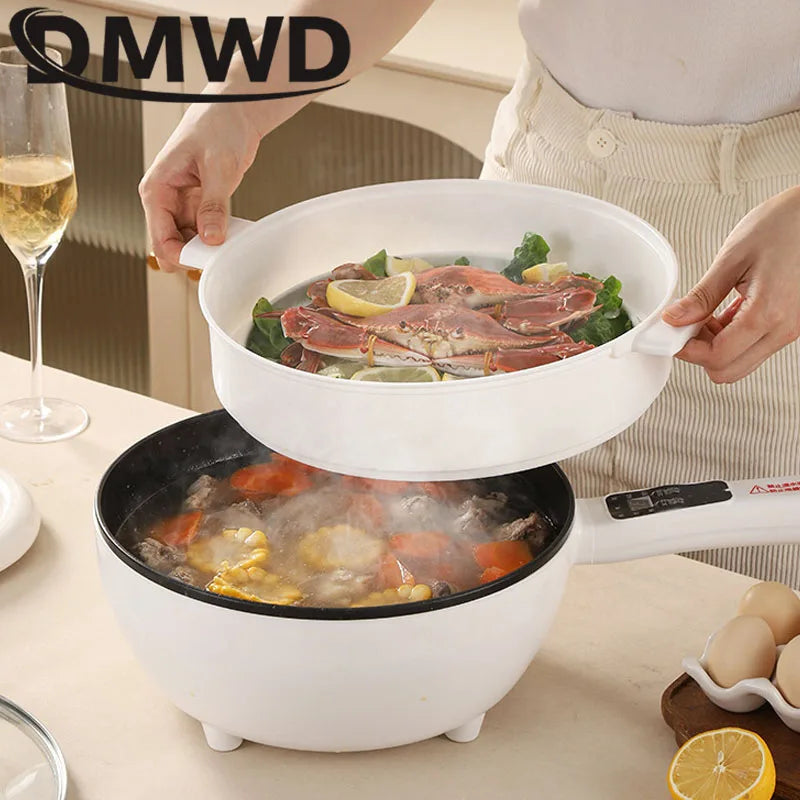 DMWD 3L Multi-function Electric Stir-fry Meal Wok Non-Stick Frying Pan Food Steamer Smart Smoke-free Hot Pot Stew Cooking Heater