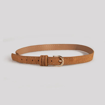 Metal Rivet Decoration Waistbands Belts for Women Fashion Woman Apparel Accessories Vintage Western Style Camel color