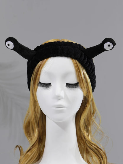 Cute Animal Ears Headbands with Fluffy Ball Soft Coral Fleece Elastic Hair Band For Women Washing Face Makeup Cosmetic