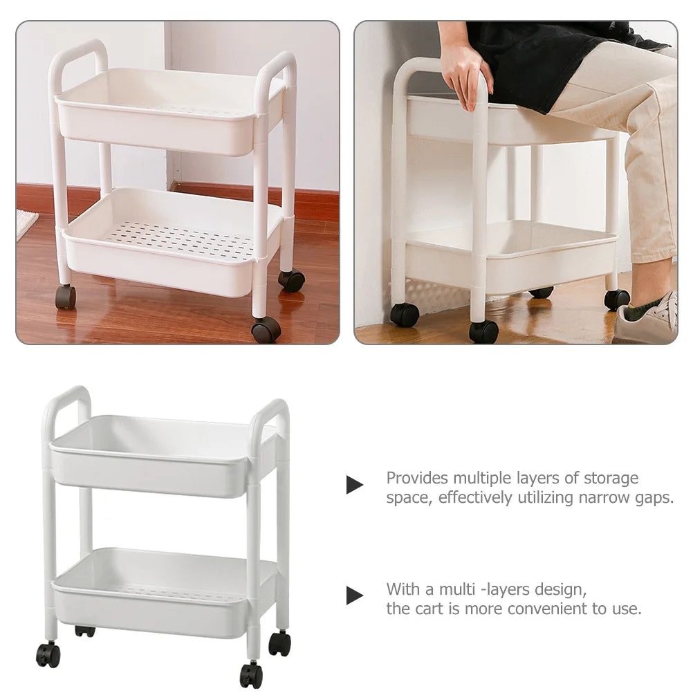 Plastic Movable with Handle Multi-Tier Rolling Cart Trolley Rolling Cart For Nursery Trolley Cart With Wheels Cart Organizer