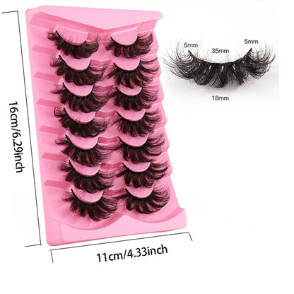 7 Pairs 3D Mink Lashes Bulk Russian Volume Fluffy Natural False Eyelashes Thick Dramatic Mink Eyelashes