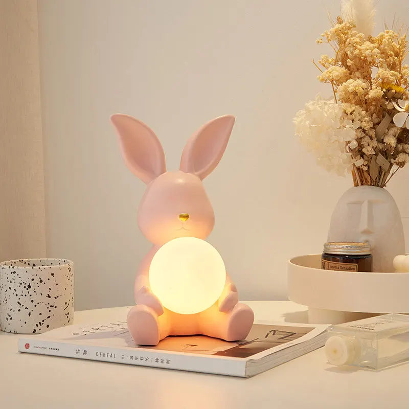 Wedding Table Lamp, Girl's Bedroom, Romantic Night Lamp, Creative and High end Cartoon Big Ear Rabbit Decoration