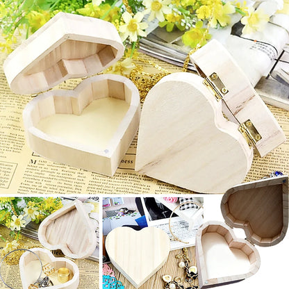 Storage Box Heart Shape Wood Case Jewelry Box Wedding Gift Makeup Cosmetic Earrings Ring Desk Rangement Make Up Wooden Organizer