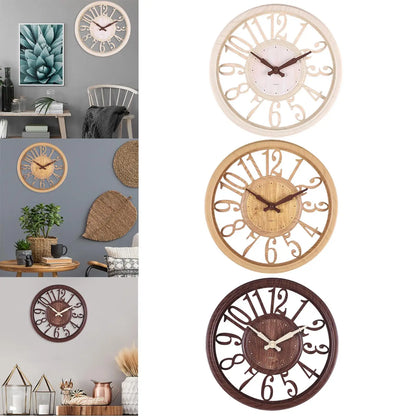 Retro Large Wall Clock Round Silent Non-ticking Battery Operated 30.5CM Arabic