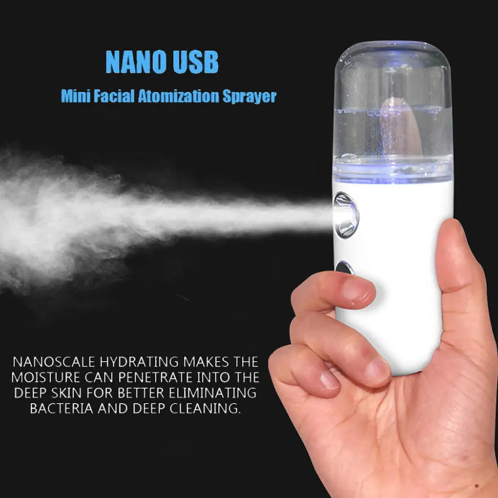 Portable Hydrating Sprayer Beauty Spray Instrument Handheld Face Air Humidifier USB Rechargeable Nano Water Alcohol Spray Bottle