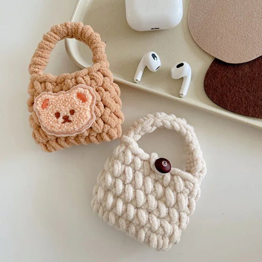 Earphone Storage Bag Caddice Hand-woven Airpods Headphone Storage Protective Storage Bag Earphone Lipstick Earbud Accessories