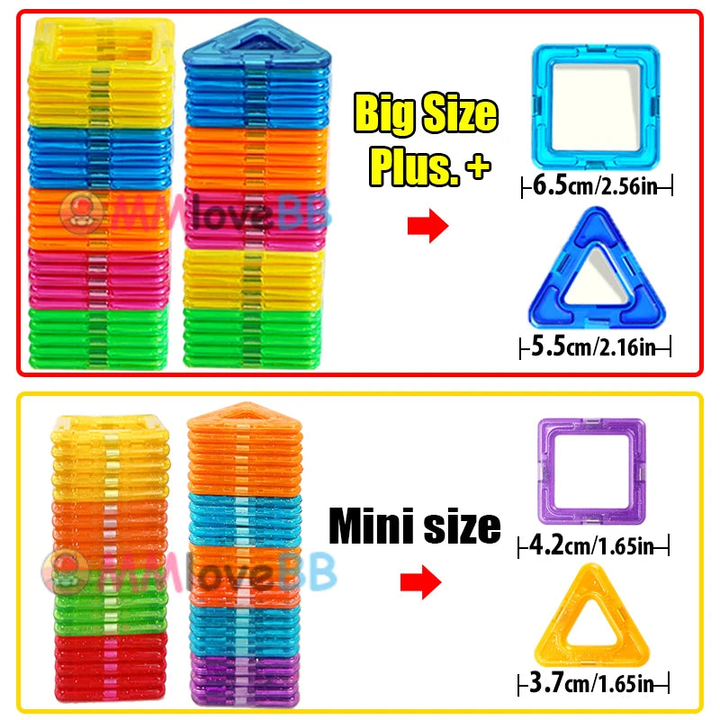 Magnetic Building Blocks Big Size and Mini Size DIY Magnets Toys for Kids Designer Construction Set Gifts for Children Toys